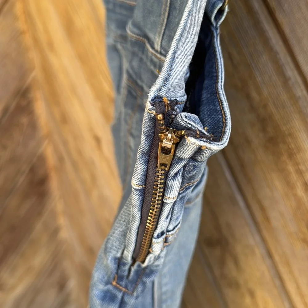 O2 denim over the moon long straight leg skinny overalls size medium light wash - Picture 3 of 6